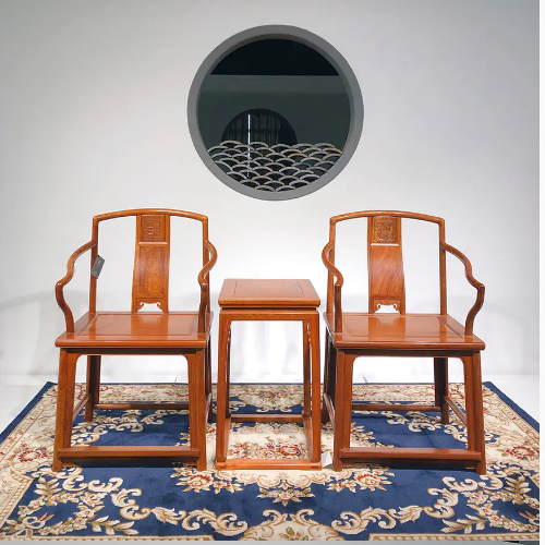 缅甸花梨南官帽椅三件套
