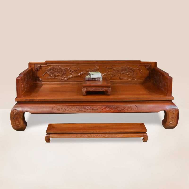 全缅甸花梨木床三件套